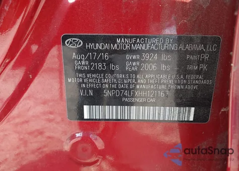 2017 Hyundai Elantra Se из США, поврежденный, VIN 5NPD74LFXHH121167